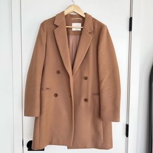 Aritzia Double Breasted Wool Coat Camel